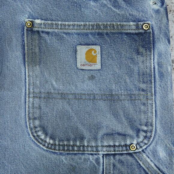 Vintage Carhartt B07 DNM Faded Blue Jeans Denim Double Knee Pants 32x30 - Picture 8 of 12